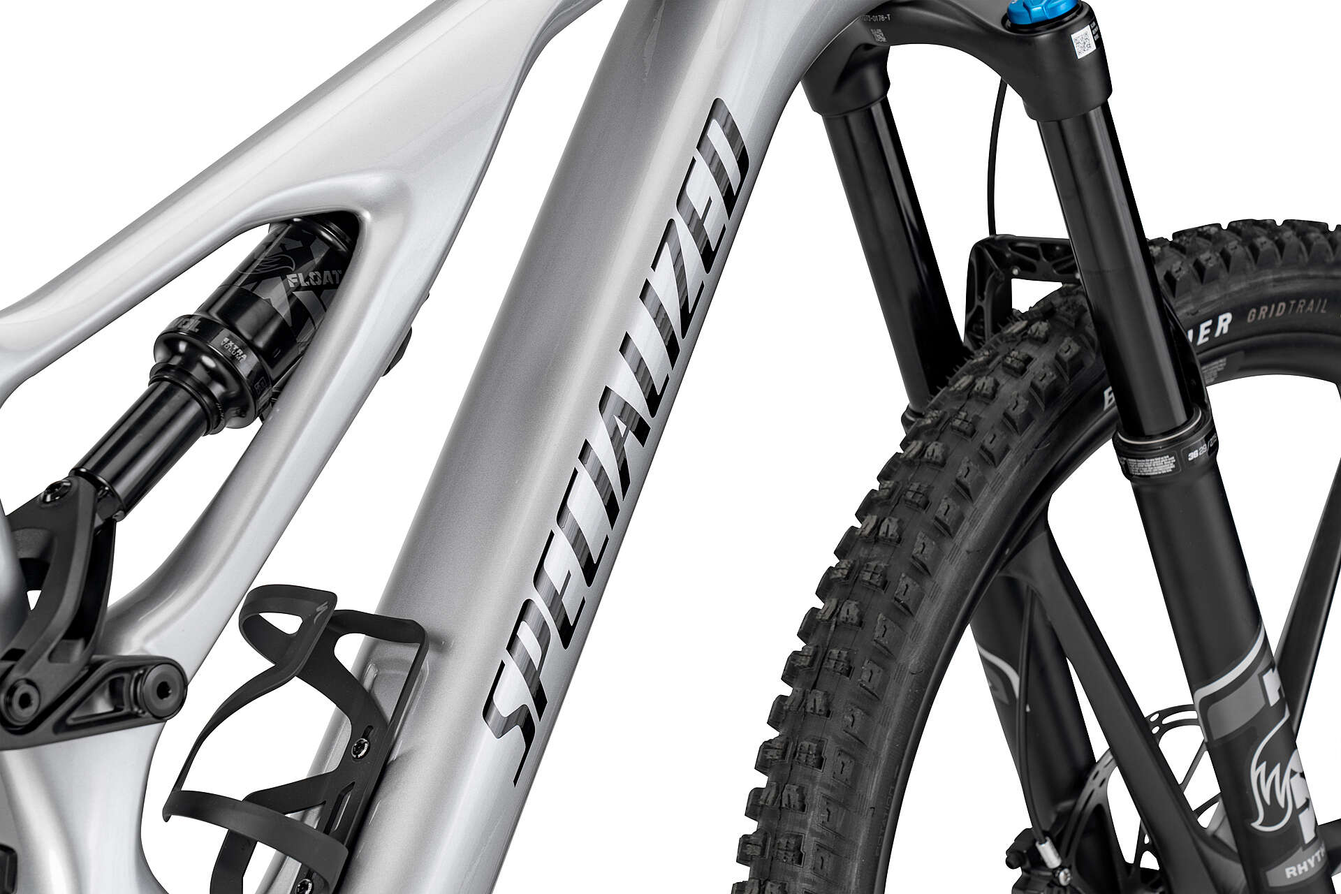 Weißes Specialized Levo Bike mit Getränkehalter Seitenansicht aus der Nähe