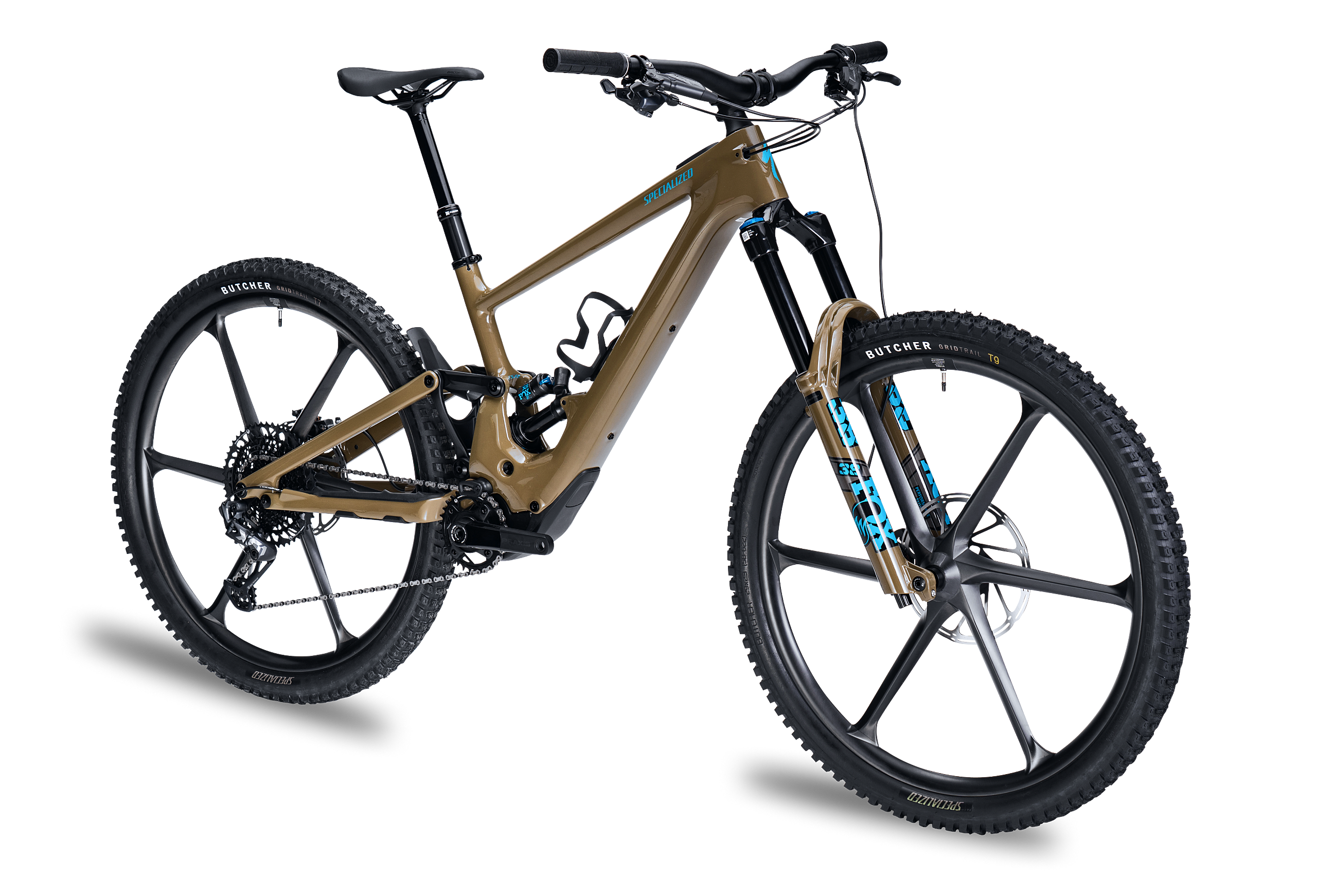 Goldfarbenes Specialized Turbo Kenevo SL Expert Bike von der Seite