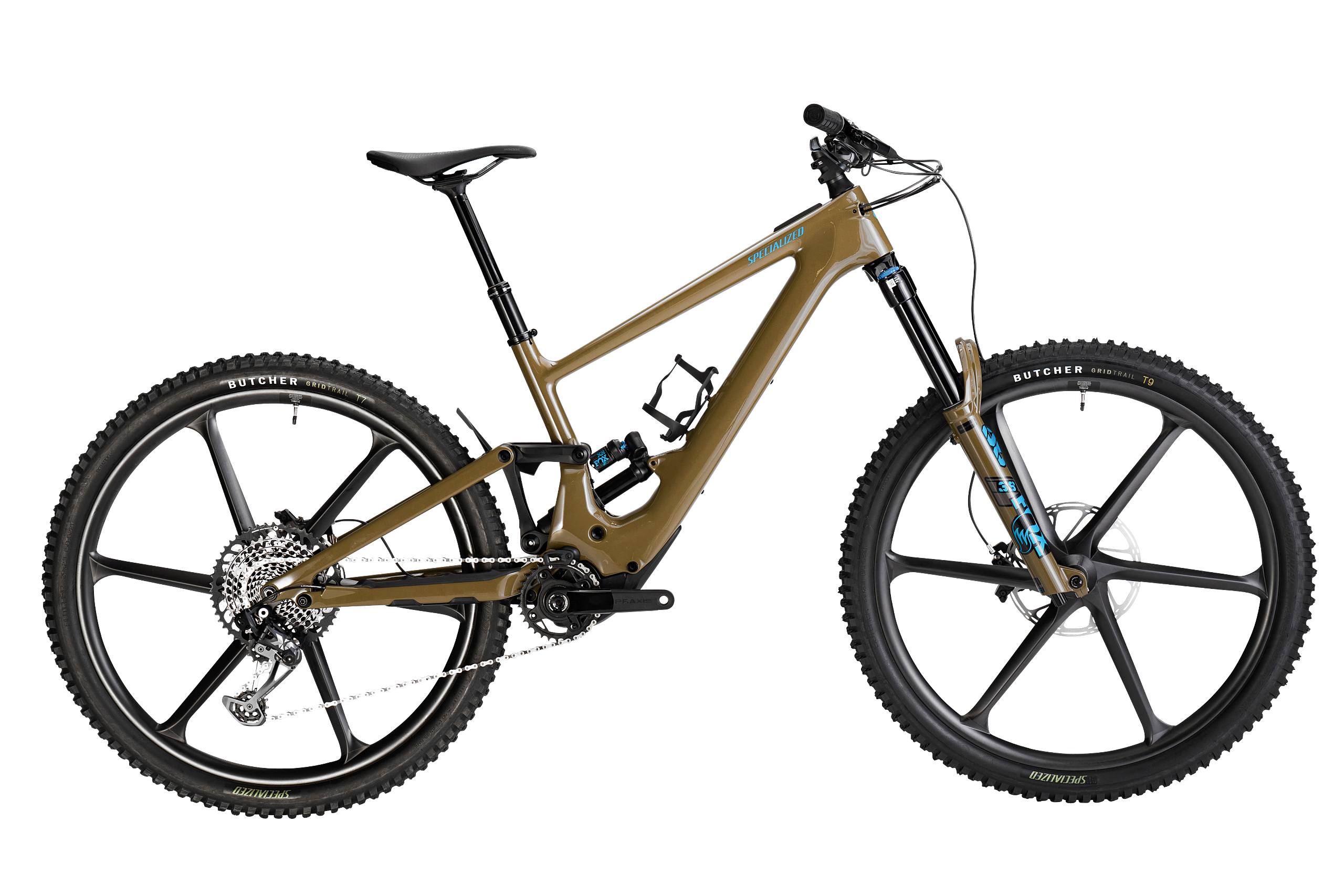 Goldfarbenes Specialized Turbo Kenevo SL Expert Bike von der Seite