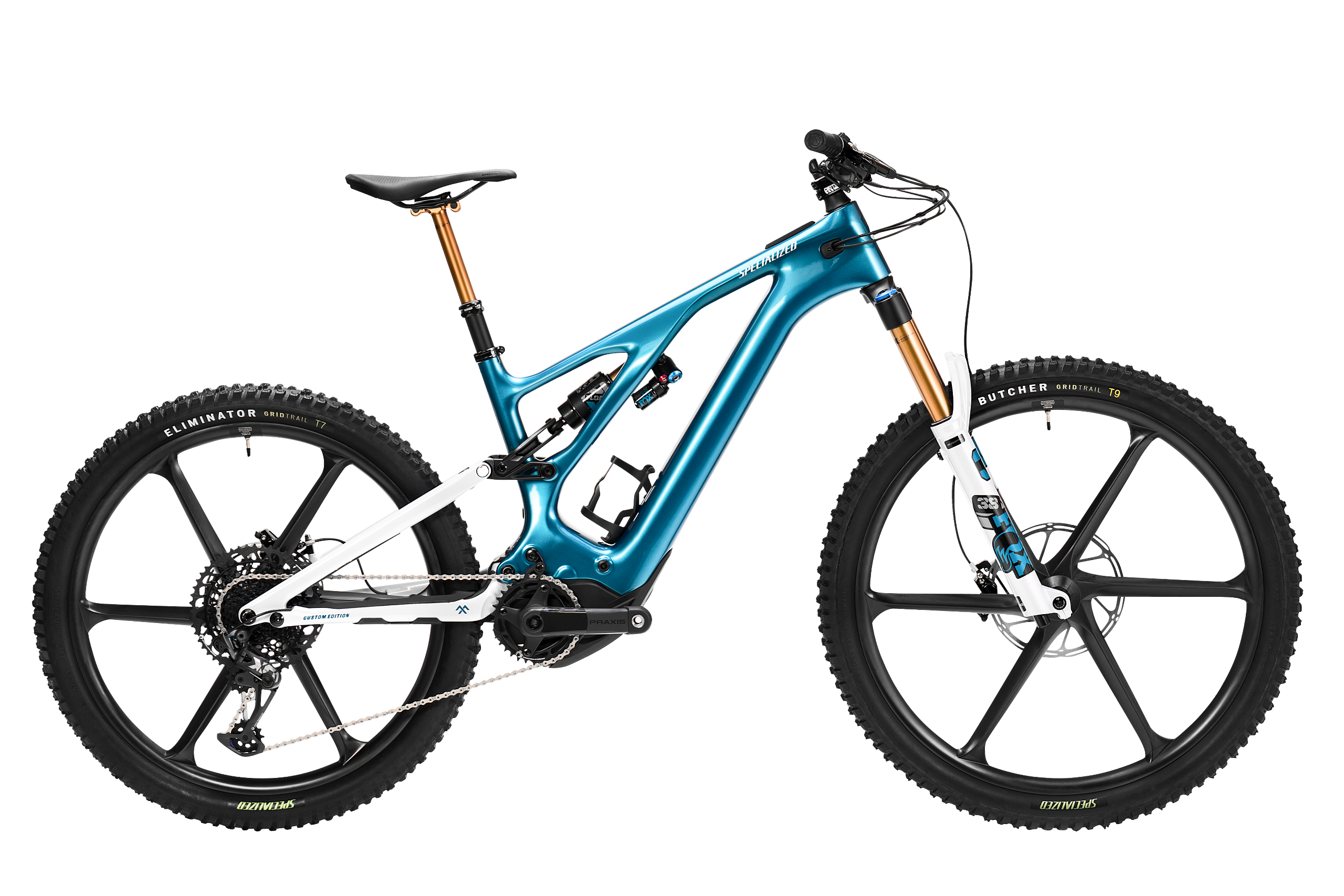Blaues Specialized Turbo Levo Pro Bike von der Seite