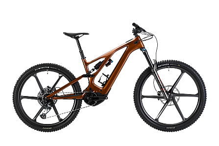 Kupferbraunes Level-X Turbo Levo Expert Bike Seitenansicht